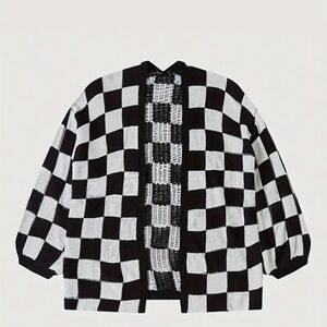 Black and White Checkered Cardigan